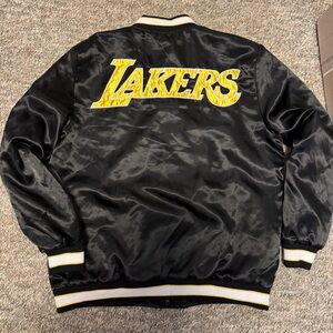 Los Angeles Lakers Black Satin Jacket with Yellow Logo
